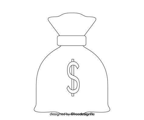 Money bag illustration black and white clipart vector free download