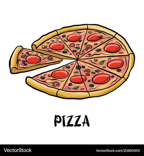 Drawing pizza Royalty Free Vector Image - VectorStock