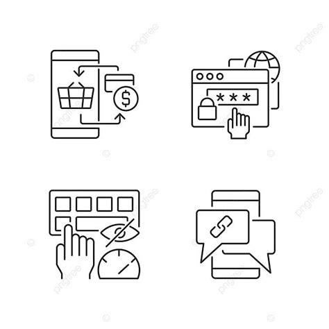 Dealing With Digital Technology Linear Icons Set Set Safety Web Vector ...