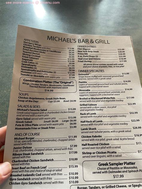 Online Menu of Michaels Bar & Grill Restaurant, Saint Louis, Missouri ...