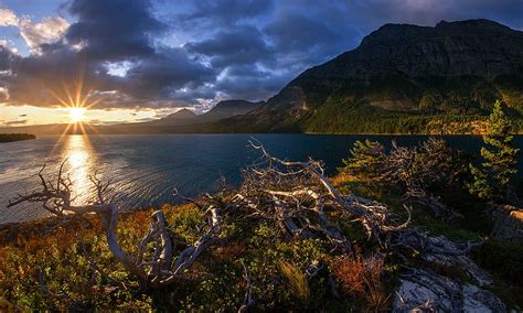 Earth, Sunbeam, Dawn, Glacier National Park, Lake, Montana, Mountain ...