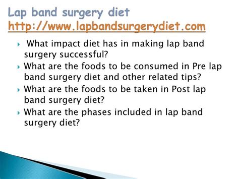 Lap band surgery diet