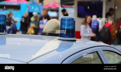 siren of the Italian police car during the protest demonstration in the ...