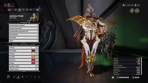 warframe 4 skins GARUDA PRIME fashion frame - YouTube