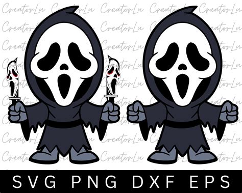 Scream Ghostface Cartoon With Knife Halloween SVG PNG EPS & - Etsy