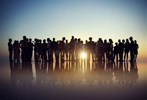 Silhouettes of Business People Gathering Outdoors Stock Image - Image ...