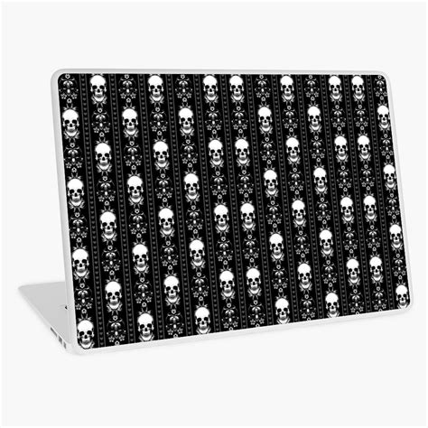 Black & White Skull Stripes Laptop Skin by HavenDesign | Laptop skin ...