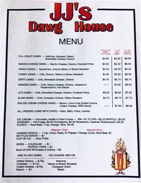 Online Menu of JJS Dawg House Restaurant, Polson, Montana, 59860 - Zmenu