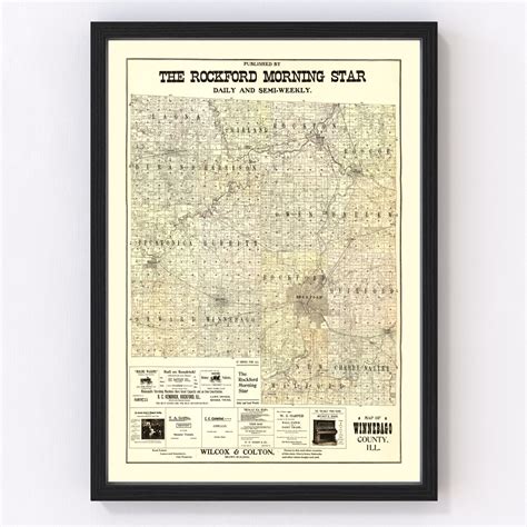 Vintage Map of Winnebago County, Illinois 1902 by Ted's Vintage Art