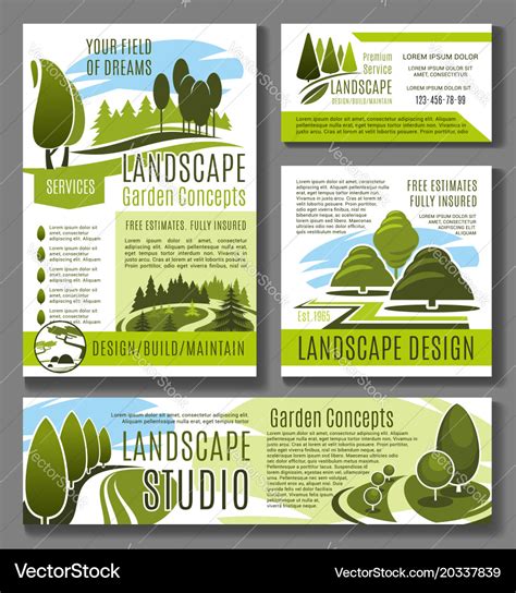 Landscape garden design concept posters Royalty Free Vector