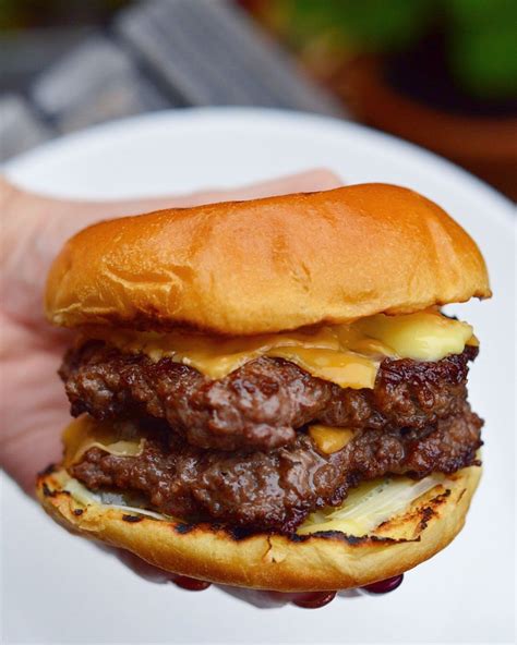 Recipe for a double cheeseburger in a grilled brioche bun with truffle ...