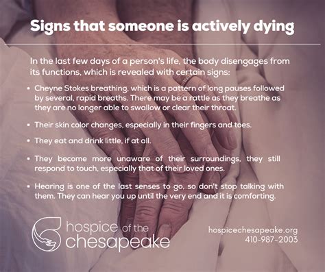 What to expect when someone is dying | Hospice of the Chesapeake