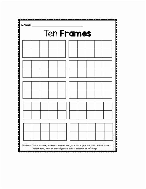 Kindergarten Ten Frame Printable