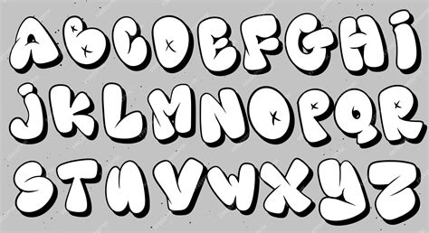 Premium Vector | Vector set bubble graffiti font alphabet lettering