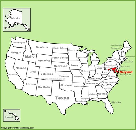 Maryland location on the U.S. Map