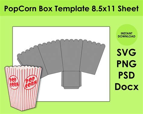 Mini Popcorn Box Template Silhouette Studio Cricut Silhouette By ...