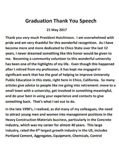 Graduation Thank You Speech - 10+ Examples, Format, How to Compose, PDF