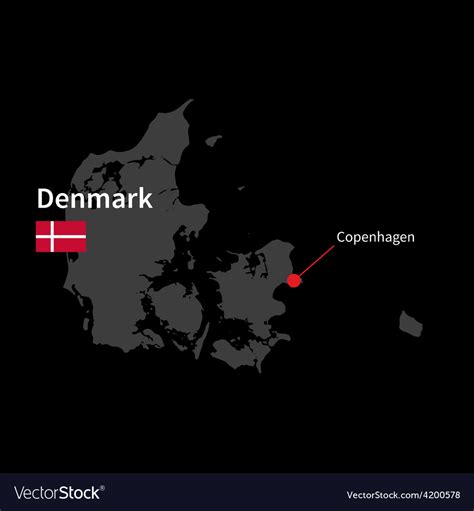 Detailed map of denmark and capital city Vector Image