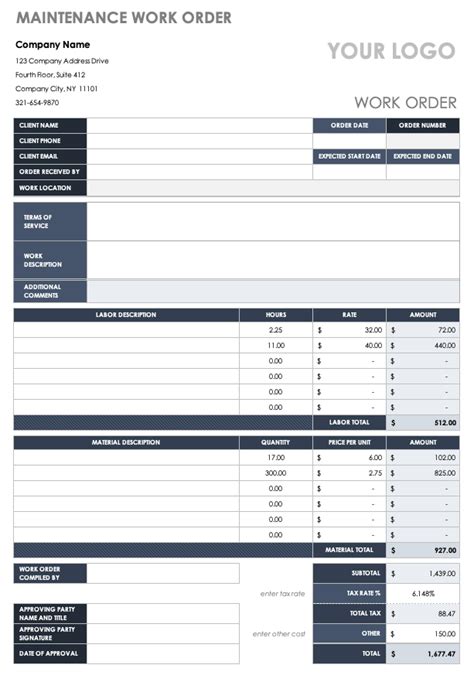 15 Free Work Order Templates Smartsheet