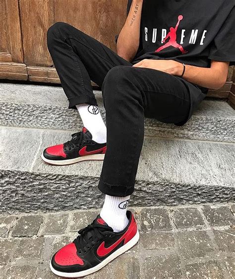 Supreme Jordan Tee with Air Jordan 1 Retro Low OG 'Bred'