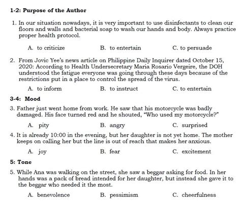 Mood And Tone Worksheets