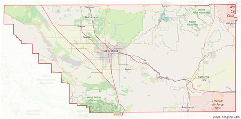 Map of Kern County, California - Thong Thai Real