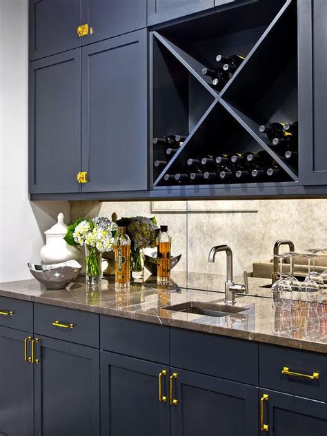 navy blue cabinet brown granite counter - Google Search | Bar ...