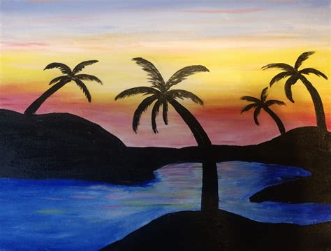 Palms at Sunset - Acrylic Painting | VisArts