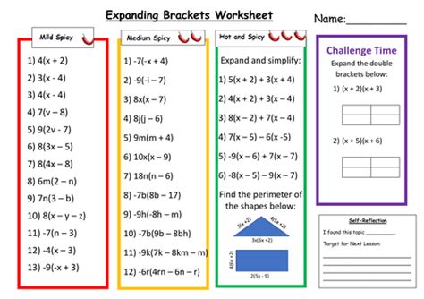 Expanding Single Brackets Worksheet With Answers Tes - High School Math ...