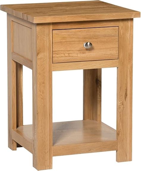 Hallowood Waverly 1 Drawer Small Side Table in Light Oak Finish | Solid ...