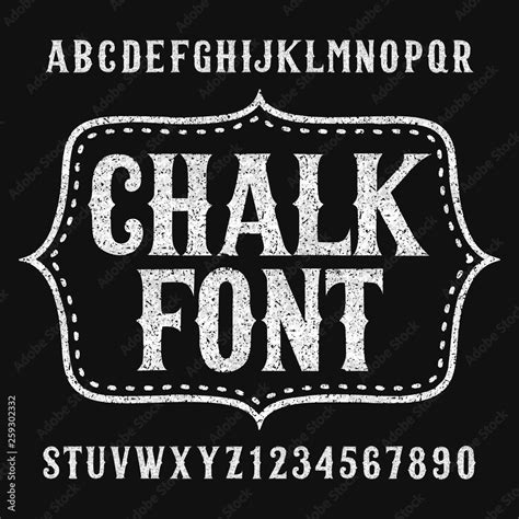 Chalk alphabet font. Hand drawn uppercase letters and numbers. Stock ...