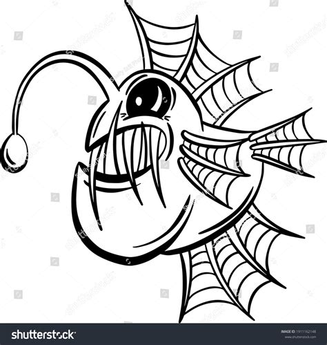 Cartoon Anglerfish Fish Outline Illustration - Royalty Free Stock ...