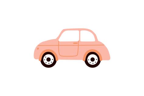 Cute Colorful Retro Pink Car Vehicle Graphic by Musbila · Creative Fabrica