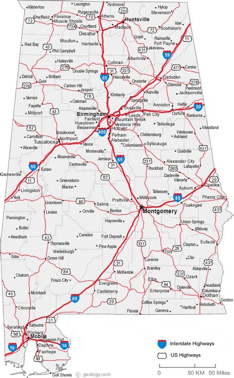 Map of Alabama Cities - Alabama Road Map