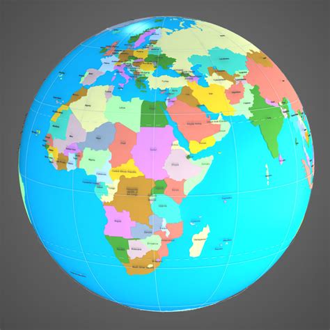 3d model geopolitical globe political