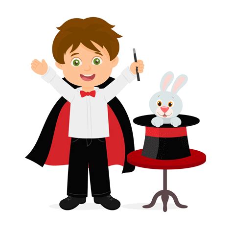 Boy doing magic tricks with a rabbit 2397068 Vector Art at Vecteezy