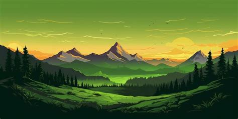 Premium AI Image | Green mountain range silhouette illustration by ...