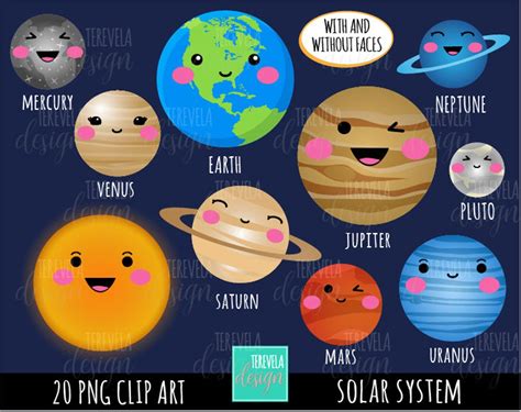 SOLAR SYSTEM Clipart Commercial Use Planets Graphics Space | Etsy in ...