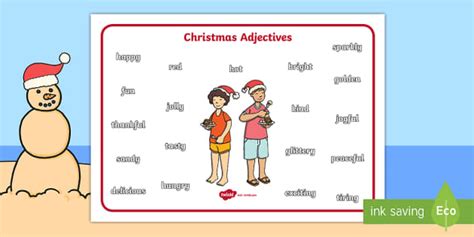 Australian Christmas Adjectives Word Mat (teacher made)