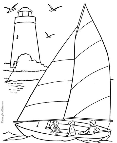 Sail boat coloring book pages | Beach coloring pages, Summer coloring ...