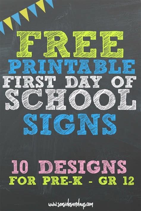 a chalkboard sign with the words free printable first day of school signs