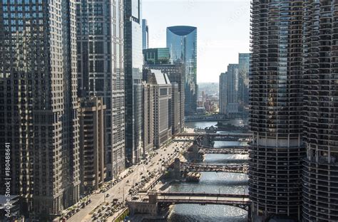 Chicago skyline. Chicago downtown skyline at dusk. Stock Photo | Adobe ...