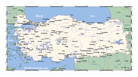 Turquía Mapa político de las divisiones administrativas provincias ...