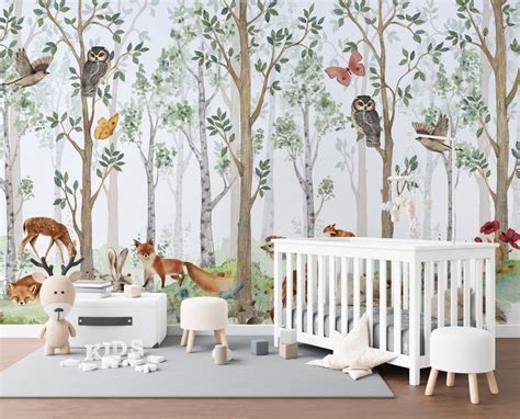 Woodland Nursery Wallpaper/wallpaper for Nursery/woodland - Etsy UK ...