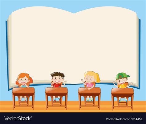 Paper template with kids in classroom illustration. Download a Free ...