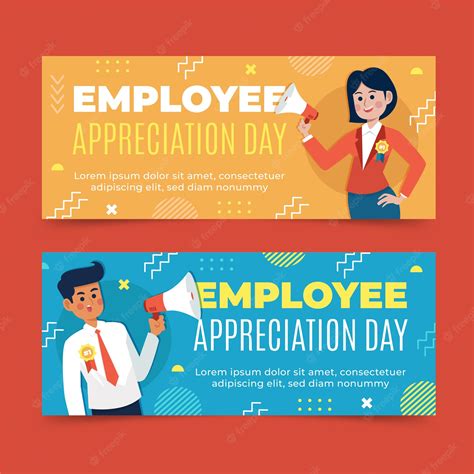 Free Vector | Flat employee appreciation day horizontal banners set