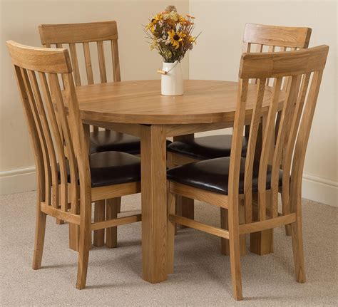 Edmonton Solid Oak Extending Oval Dining Table With 4 Harvard Solid Oak ...