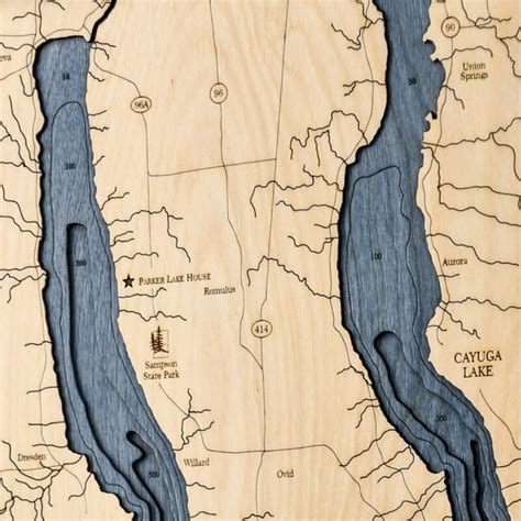 Seneca, Cayuga & Keuka Lakes 4 Level Nautical Chart Wall Art - 16”x 20 ...