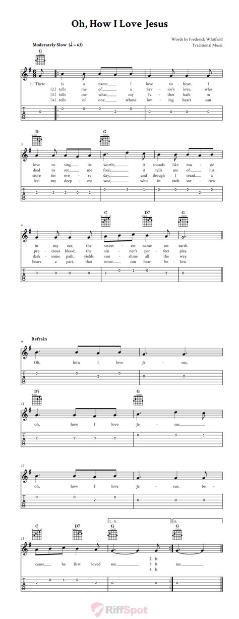 Oh, How I Love Jesus - Easy Guitar Sheet Music and Tab with Chords and ...