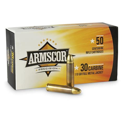 Armscor, .30 Carbine, FMJ, 110 Grain, 500 Rounds - 210616, .30 M1 ...